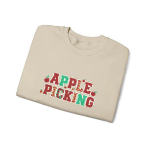 Apple Picking Crewneck Sweatshirt, Autumn Orchard Graphic Pullover - Sweatshirts