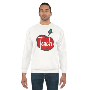 Text Teach Unisex Sweatshirt Cut Apple Print - Dipaliz - Sweatshirts