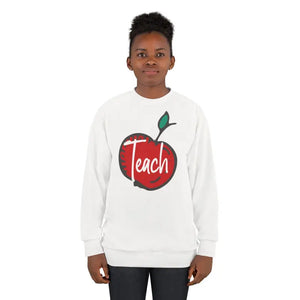 Text Teach Unisex Sweatshirt Cut Apple Print - Dipaliz - Sweatshirts