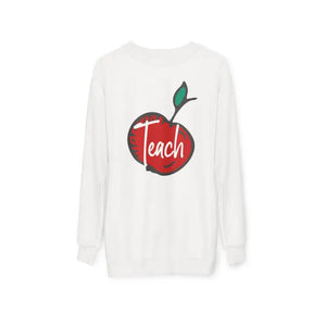 Text Teach Unisex Sweatshirt Cut Apple Print - Dipaliz - Sweatshirts