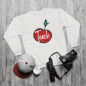 Text Teach Unisex Sweatshirt Cut Apple Print - Dipaliz - Xs - Sweatshirts
