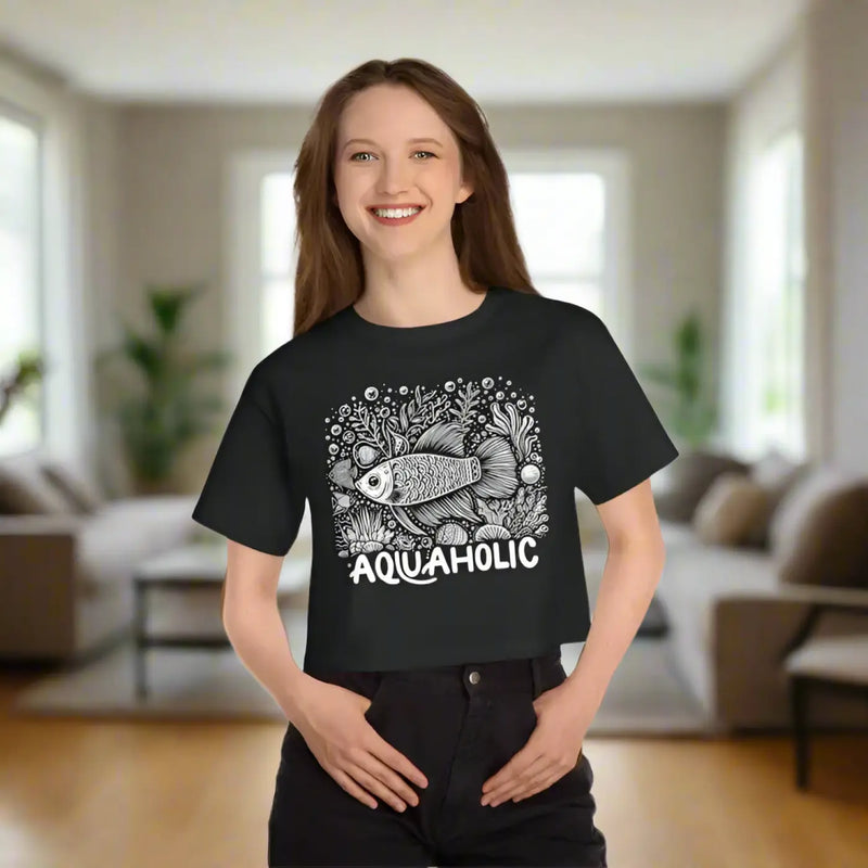 Aquaholic Cropped T-shirt in cotton blend, DipaliZ