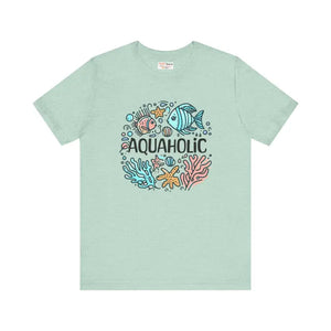 Aquaholic Unisex T-shirt for Beach Lovers and Ocean Enthusiasts - Dipaliz - Heather Prism Mint / Xs - T-shirts