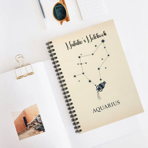 Personalized Aquarius Constellation Spiral Notebook - Dipaliz - Notebooks & Notepads