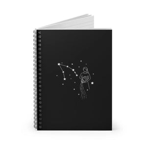 Aquarius Constellation Spiral Notebook - Midnight Black Cover - Dipaliz - Notebooks & Notepads