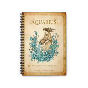 Aquarius Spiral Notebook, Zodiac Journal with Vintage Water-bearer Artwork - Journals
