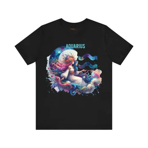Aquarius Zodiac Short Sleeve Tee Bold Cosmic Comfort - Dipaliz - T-shirts