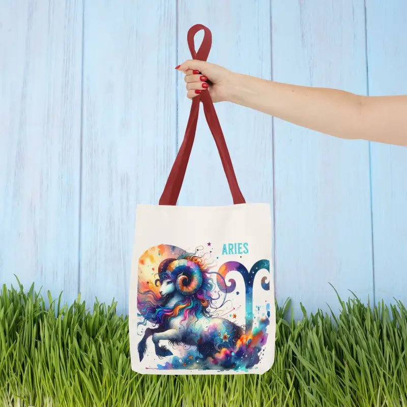 Aries Zodiac Aop Tote Bag - 13’’ × / Red Bags