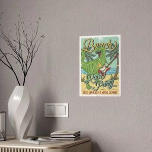 T-rex Beach Rock Party Poster - Bold Wall Art - Dipaliz - Posters Prints & Visual Artwork