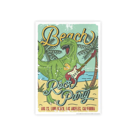 Beach Rock Party T-rex Poster: Amp Up your Space! - 11.7’’ x 16.5’’ (vertical) / Glossy Poster