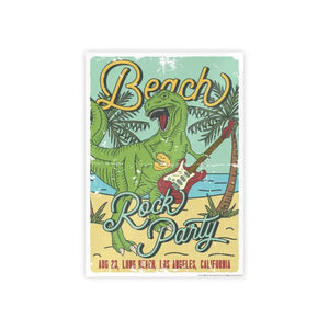 T-rex Beach Rock Party Poster - Bold Wall Art - Dipaliz - 16.5’’ x 23.4’’ (vertical) / Glossy - Posters Prints & Visual