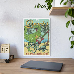 T-rex Beach Rock Party Poster - Bold Wall Art - Dipaliz - Posters Prints & Visual Artwork