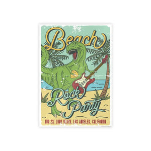 T-rex Beach Rock Party Poster - Bold Wall Art - Dipaliz - 23.4’’ x 33.1’’ (vertical) / Glossy - Posters Prints & Visual