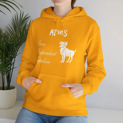 Aries Zodiac Hooded Sweatshirt: Ultimate Cozy Style! - Gold / s Hoodie