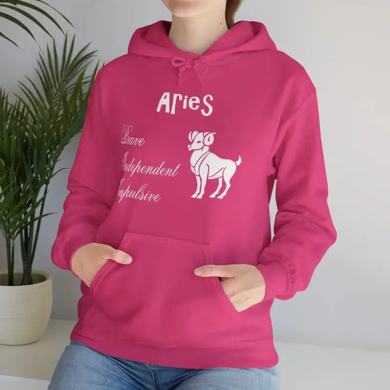 Aries Zodiac Hooded Sweatshirt: Ultimate Cozy Style! - Heliconia / s Hoodie