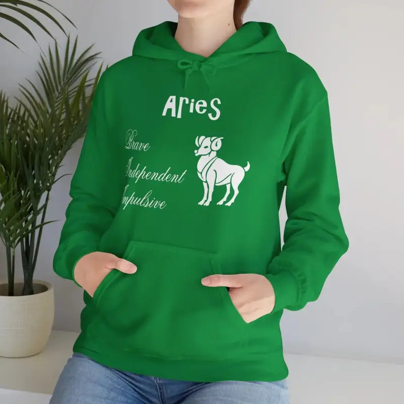 Aries Zodiac Hooded Sweatshirt: Ultimate Cozy Style! - Irish Green / s Hoodie