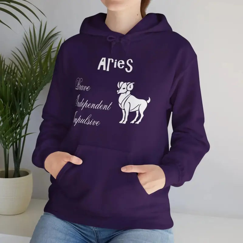 Aries Zodiac Hooded Sweatshirt: Ultimate Cozy Style! - Purple / s Hoodie