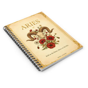 Aries Zodiac Spiral Notebook, Floral Ram Astrology Journal (ruled) - Journals