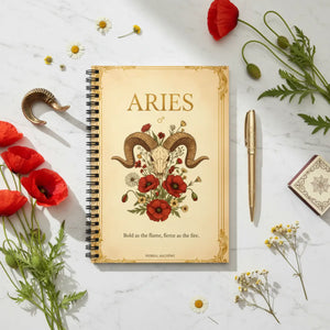 Aries Zodiac Spiral Notebook, Floral Ram Astrology Journal (ruled) - Journals