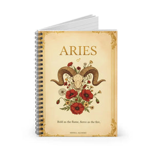 Aries Zodiac Spiral Notebook, Floral Ram Astrology Journal (ruled) - Journals