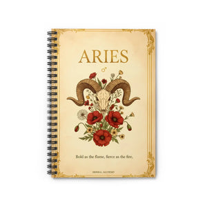 Aries Zodiac Spiral Notebook, Floral Ram Astrology Journal (ruled) - Journals