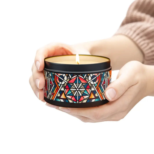 Aroma Bliss Tin Candles: Coconut Soy Magic for your Home - 8oz / Black / Evergreen Decor