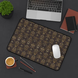 Art Deco Arrow Desk Mat - Brown and Gold Patterned - Dipaliz - 12’’ × 18’’ - Computer Accessories