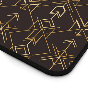 Art Deco Arrow Desk Mat - Brown and Gold Neoprene - Dipaliz - Mouse Pads