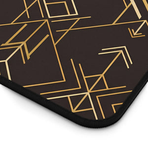Art Deco Arrow Desk Mat - Brown and Gold Neoprene - Dipaliz - Mouse Pads