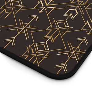 Art Deco Arrow Desk Mat - Brown and Gold Neoprene - Dipaliz - Mouse Pads
