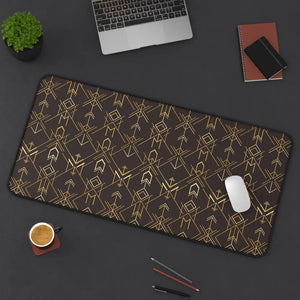 Art Deco Arrow Desk Mat - Brown and Gold Neoprene - Dipaliz - Mouse Pads