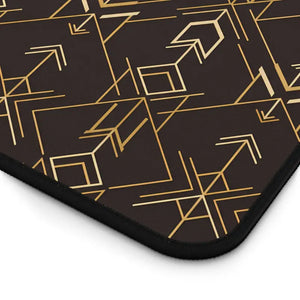 Art Deco Arrow Desk Mat - Brown and Gold Patterned - Dipaliz - Computer Accessories