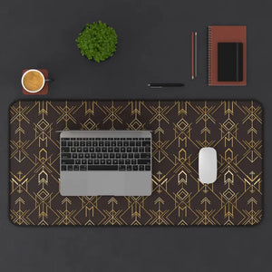 Art Deco Arrow Desk Mat - Brown and Gold Patterned - Dipaliz - Computer Accessories