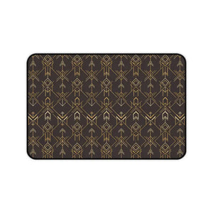 Art Deco Arrow Desk Mat - Brown and Gold Patterned - Dipaliz - Computer Accessories