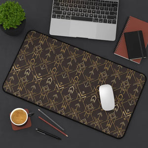 Art Deco Arrow Desk Mat - Brown and Gold Patterned - Dipaliz - Computer Accessories