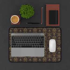 Art Deco Arrow Desk Mat - Brown and Gold Patterned - Dipaliz - Computer Accessories