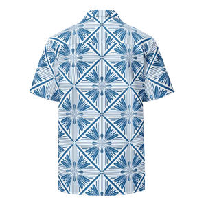 Unisex Button Shirt Art Deco Capri Blue Summer Style Dipaliz - Shirts