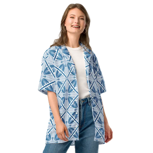 Unisex Button Shirt Art Deco Capri Blue Summer Style Dipaliz - Shirts