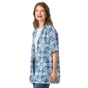 Unisex Button Shirt Art Deco Capri Blue Summer Style Dipaliz - Shirts