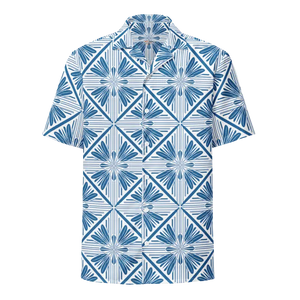 Unisex Button Shirt Art Deco Capri Blue Summer Style Dipaliz - Shirts