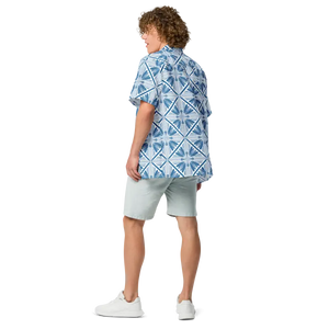 Unisex Button Shirt Art Deco Capri Blue Summer Style Dipaliz - Shirts