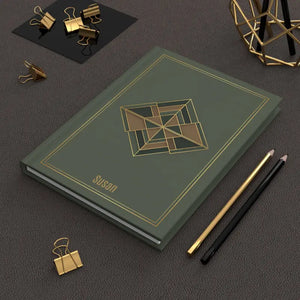 Art Deco Geometric Hardcover Journal - Personalized Green Matte - Dipaliz - Paper Products