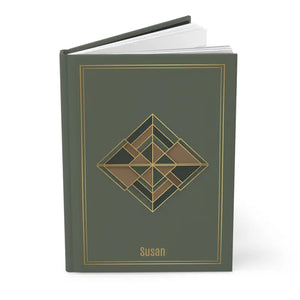 Art Deco Geometric Hardcover Journal - Personalized Green Matte - Dipaliz - Paper Products