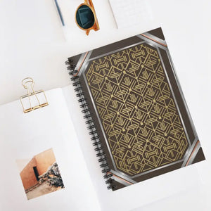 Art Deco Geometric Spiral Notebook - Gold Pattern Ruled Journal - Dipaliz - one Size - Paper Products