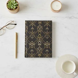 Art Deco Gold Arrow Hardcover Journal - Sewn Casewrap Binding - Dipaliz - Journals