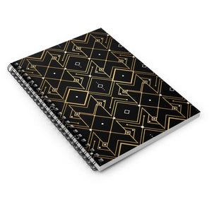 Art Deco Spiral Notebook - Gold Geometric Journal - Dipaliz - Journals