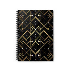 Art Deco Spiral Notebook - Gold Geometric Journal - Dipaliz - Journals