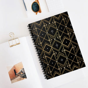 Art Deco Spiral Notebook - Gold Geometric Journal - Dipaliz - Journals