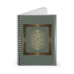 Art Deco Hexagon Spiral Notebook - Green and Gold Ruled Journal - Dipaliz - one Size - Paper Products
