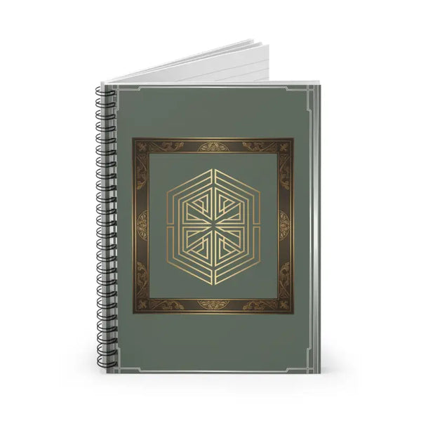Art Deco Hexagon Spiral Notebook - Green and Gold Ruled Journal - Dipaliz - one Size - Paper Products